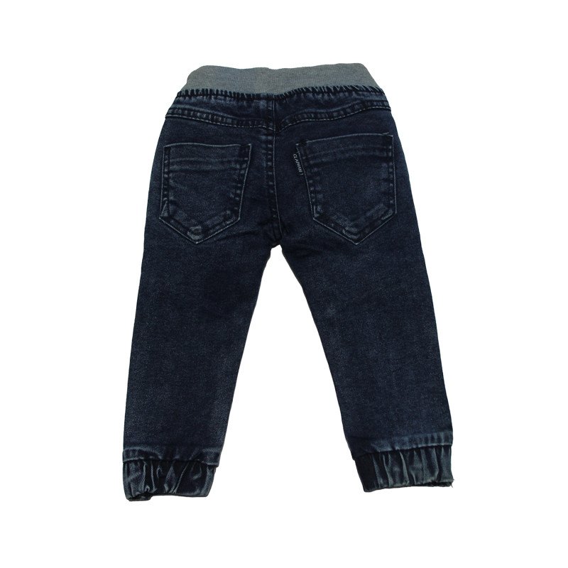 Kids Denim Joggers with Patch work- Blue Color
