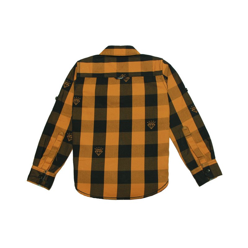 Cotton Full Sleeves Orange Checker Shirt
