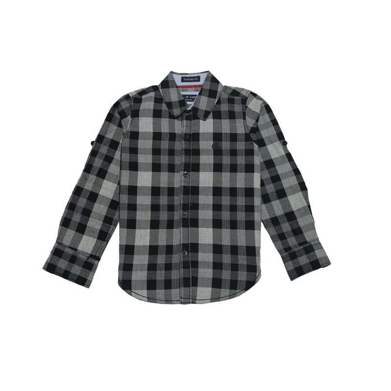 Cotton Full Sleeves Grey Checker Shirt
