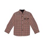 Cotton Full Sleeves Peach Color Checker Shirt