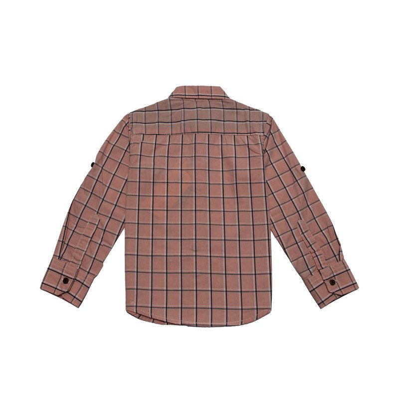 Cotton Full Sleeves Peach Color Checker Shirt