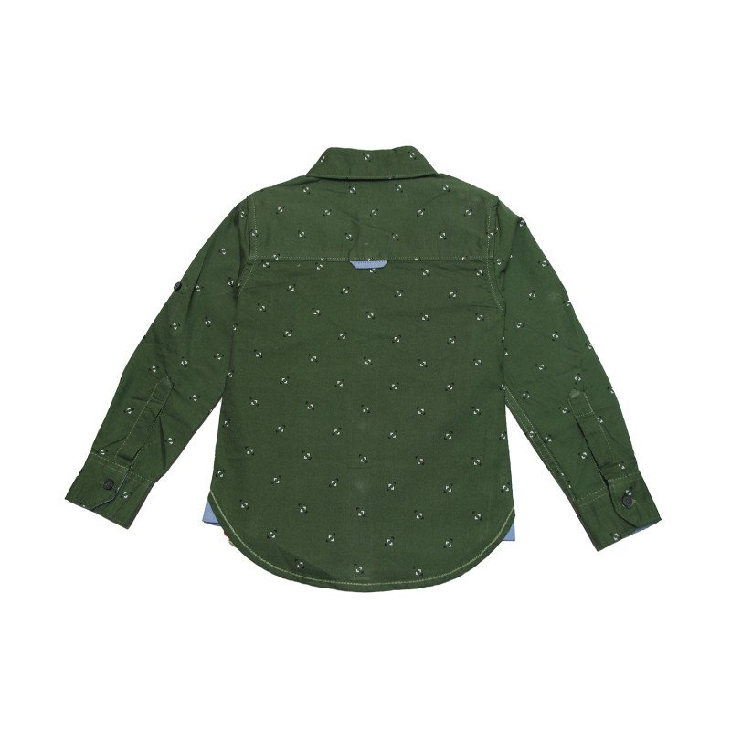 Cotton Full Sleeves Printed Olive Green Shirt