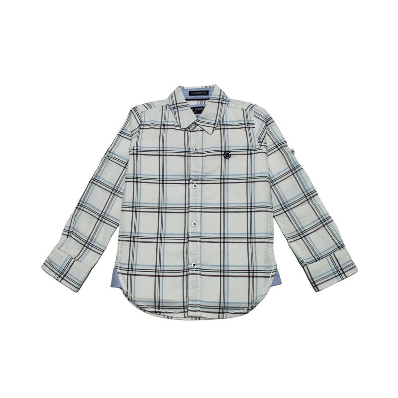 Cotton Full Sleeves White Checker Shirt