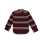 Cotton Full Sleeves Horizontal Stripes Shirt - Maroon