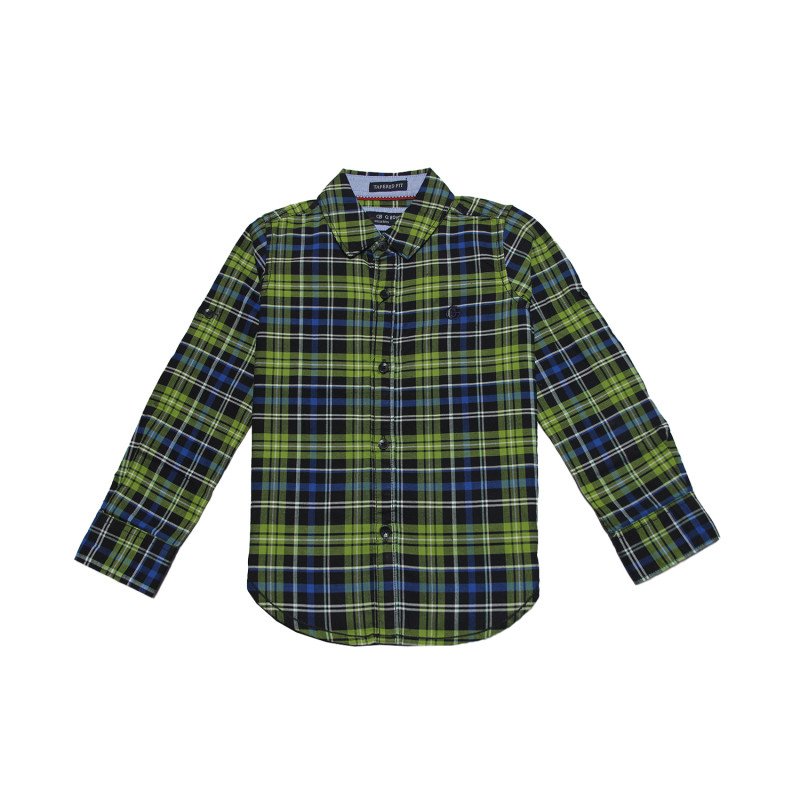 Cotton Full Sleeves Blue and Green Checker Shirt