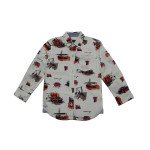 Cotton Full Sleeves Ship Printed White Shirt