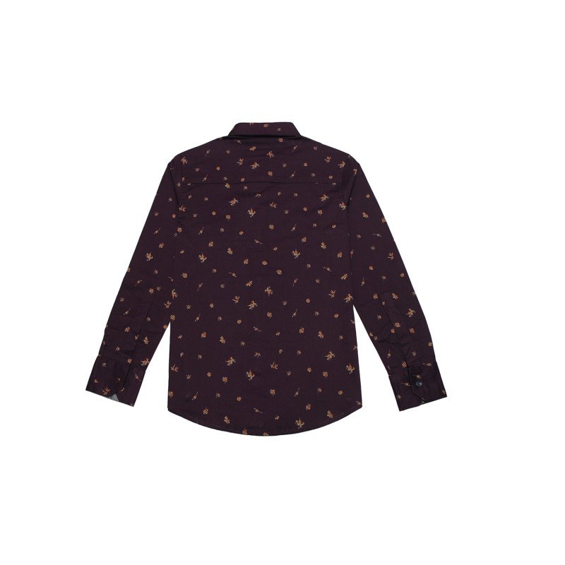 Cotton Full Sleeves Printed Maroon Shirt
