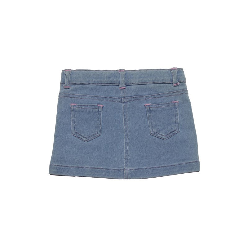 Toffy House Girls Denim Skirt with Embroidery Work- Blue Color