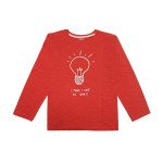 Doreme Cotton Full Sleeves T-Shirt Text Print - Red