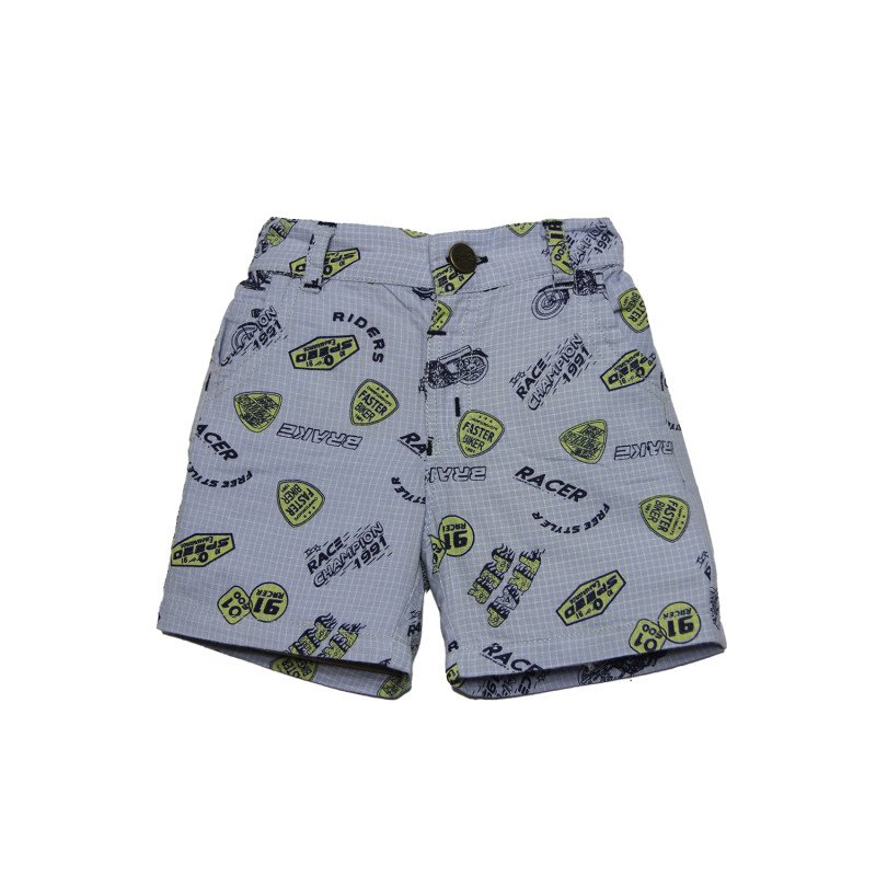 Boys Shorts Small Checker Printed Sky Blue Color