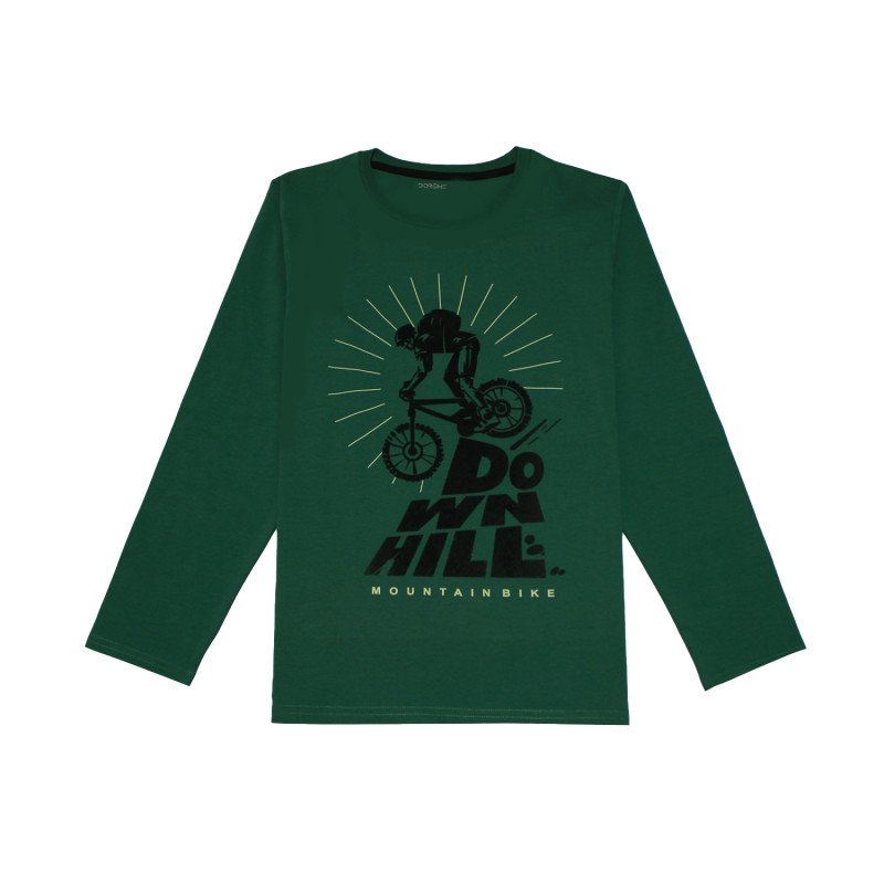 Doreme Cotton Full Sleeves T-Shirt Text Print - Green