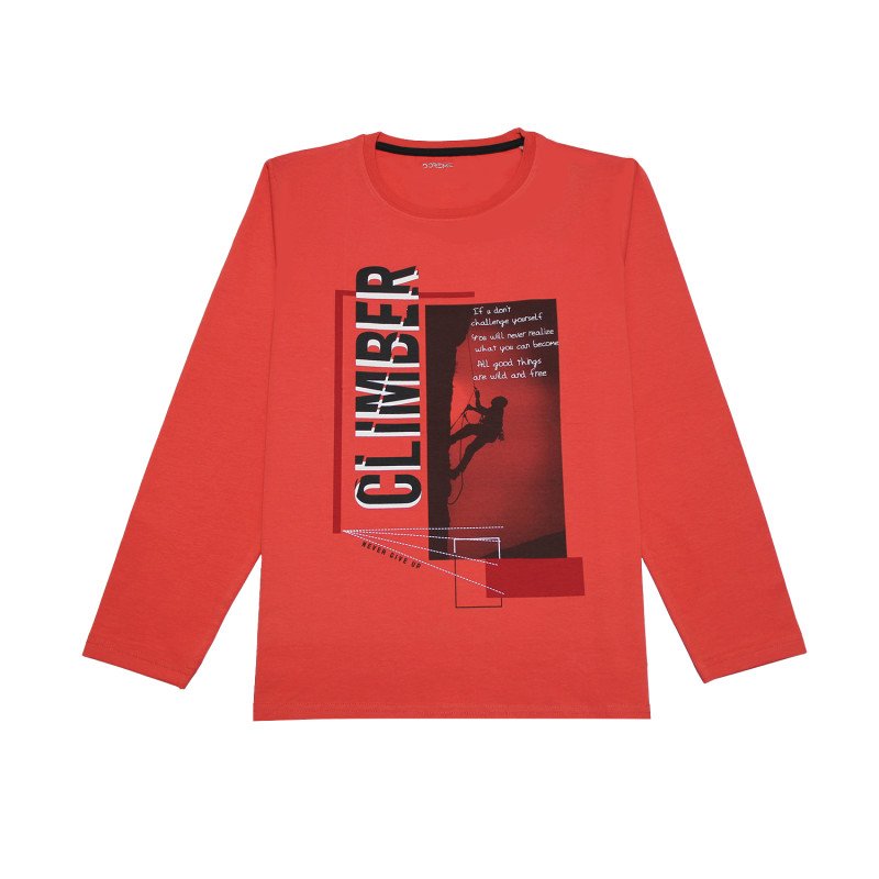 Doreme Cotton Printed Full Sleeves T-Shirt - Red