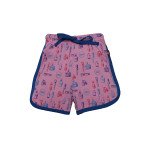 Girls Printed Cotton Shorts- Dark Pink Color