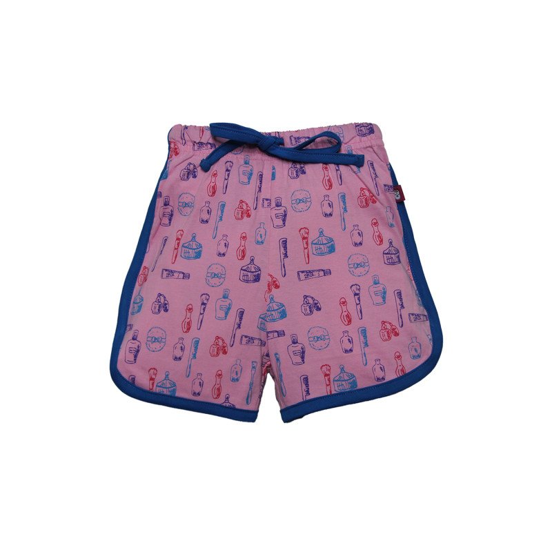 Girls Printed Cotton Shorts- Dark Pink Color