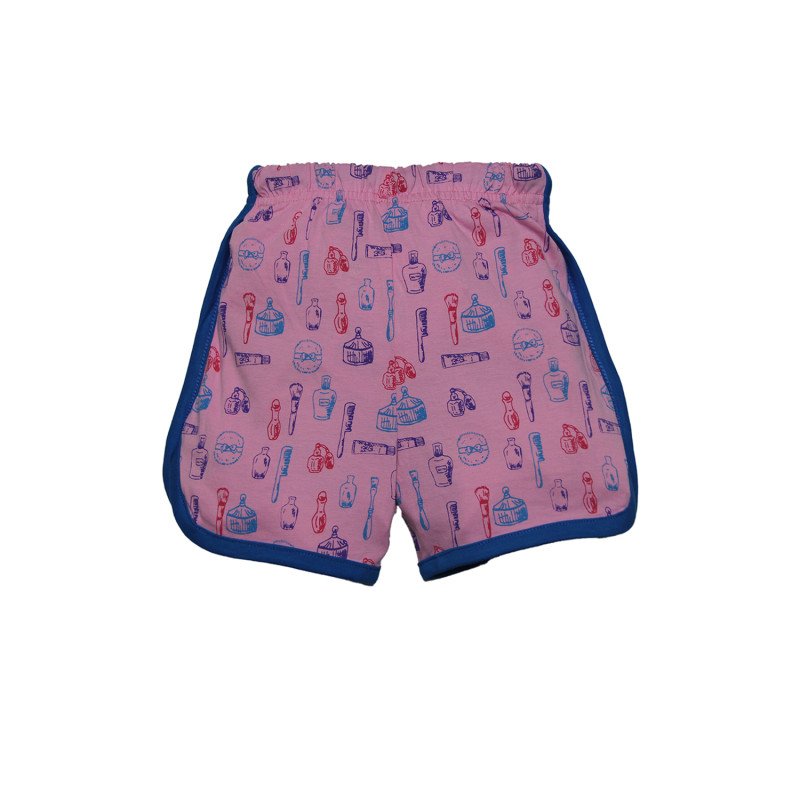 Girls Printed Cotton Shorts- Dark Pink Color