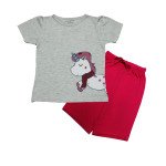Girls Unicorn Printed Top and Shorts Set