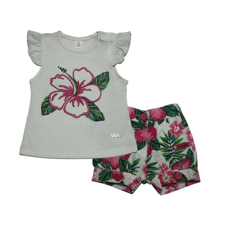 Top short Set White Floral