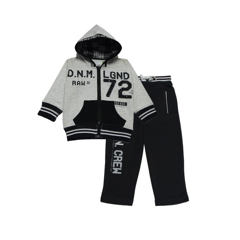 YelloMello Fleece Full Sleeves Hooded Winter Wear Suit- White & BlackColor
