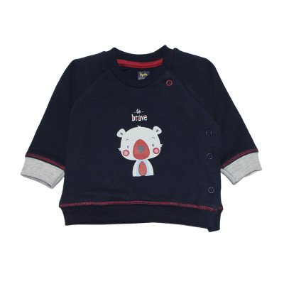 Fleece Full Sleeves Winter Wear Set- Blue & Grey Color