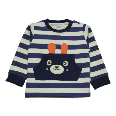 Fleece Full Sleeves Winter Wear Suit - Blue & White Stripes