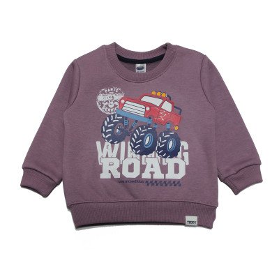 Fleece Full Sleeves Winter Wear Suit - Purple and Grey Color