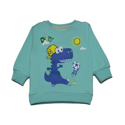 Fleece Full Sleeves Winter Wear Suit Dino Print- Blue Color