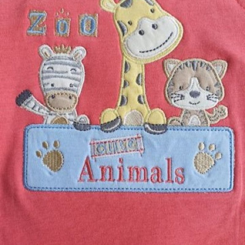 Candy House Full Sleeves Animal Printed Romper With Tee - Gajri Red