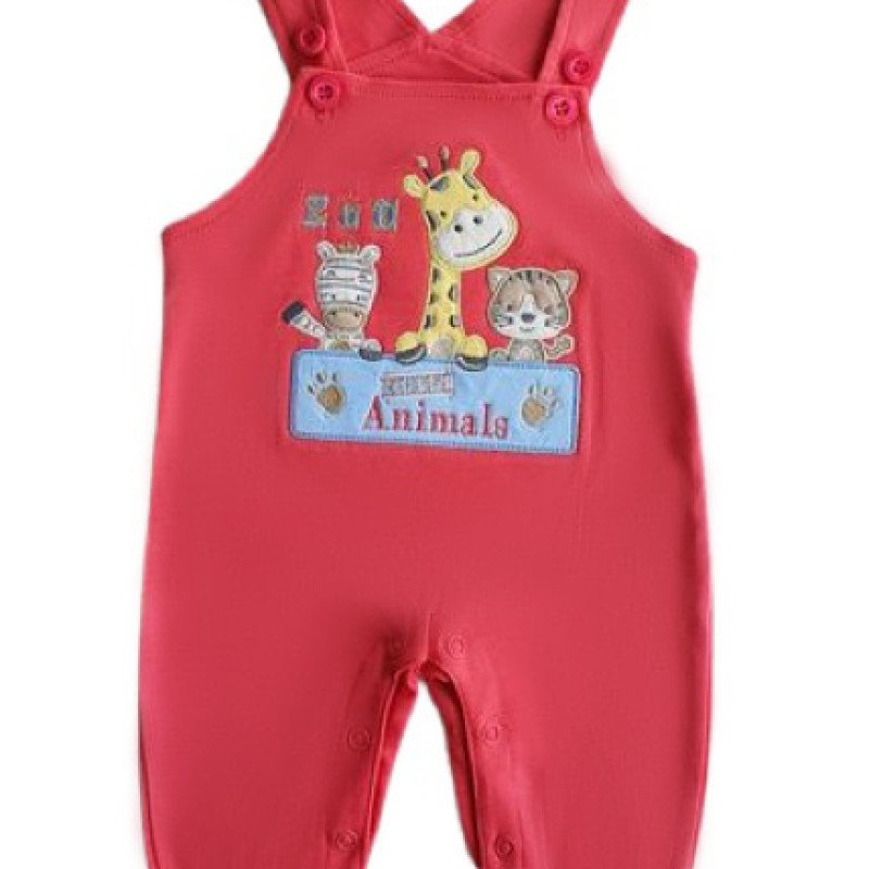Candy House Full Sleeves Animal Printed Romper With Tee - Gajri Red
