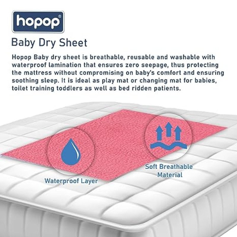 Hopop Baby Waterproof Bed Protector Dry Sheet Large Size (100cm x 140cm)