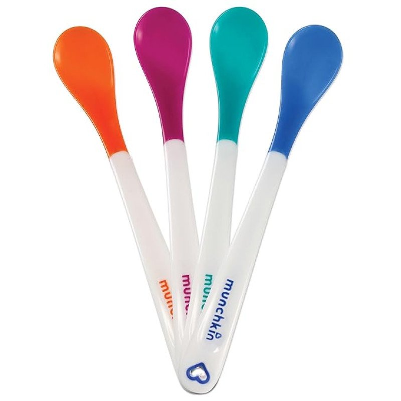 Munchkin White Hot Infant Safety Spoons (Multicolor, Pack of 4, Silicone)