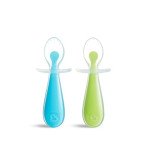 Munchkin Gentle Scoop Silicone Toddler Training Spoons, Blue and Green