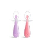 Munchkin Gentle Scoop Silicone Toddler Training Spoons, Pink and Purple