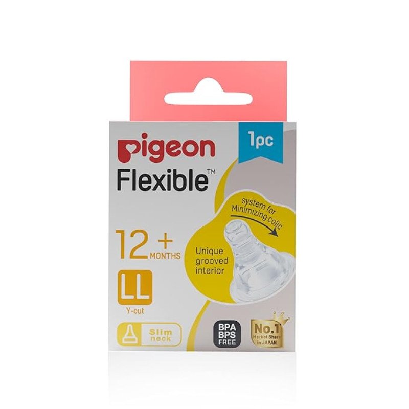 Pigeon Peristaltic Teat Nipple LL Y-Cut, BPS Free, BPA Free- For 12+ Months