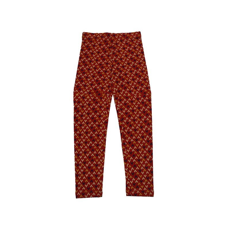 Printed Cotton Leggings Rust Color