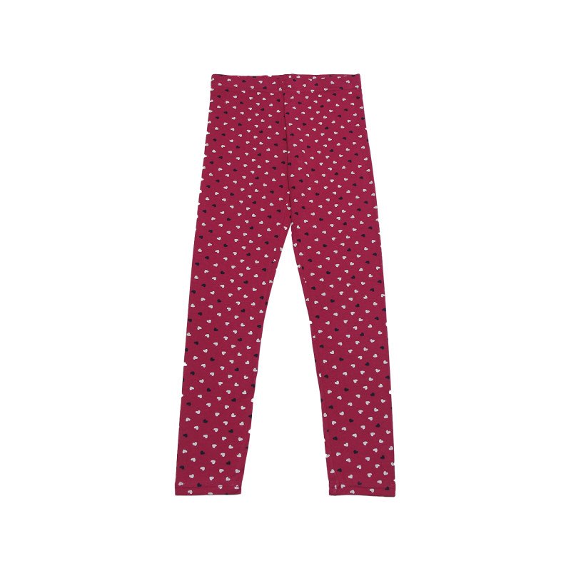 Hearts Printed Cotton Leggings Pink Color