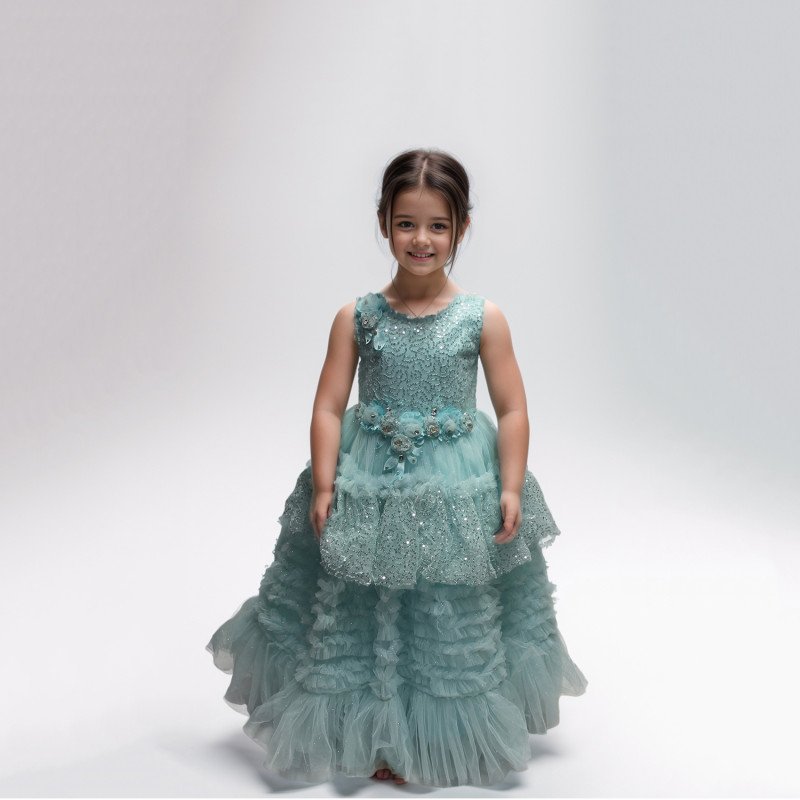 Pastel Blue Ruffle Gown